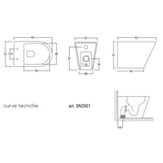 Sanitari filomuro senza brida con copriwater soft close BathCore serie Cuore L 37 x P 52 x H 41 cm â€“ Bianco lucido