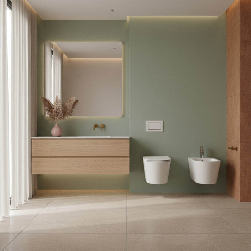 Sanitari sospesi senza brida con copriwater soft close BathCore serie Cuore L 36 x P 52 cm â€“ Bianco lucido