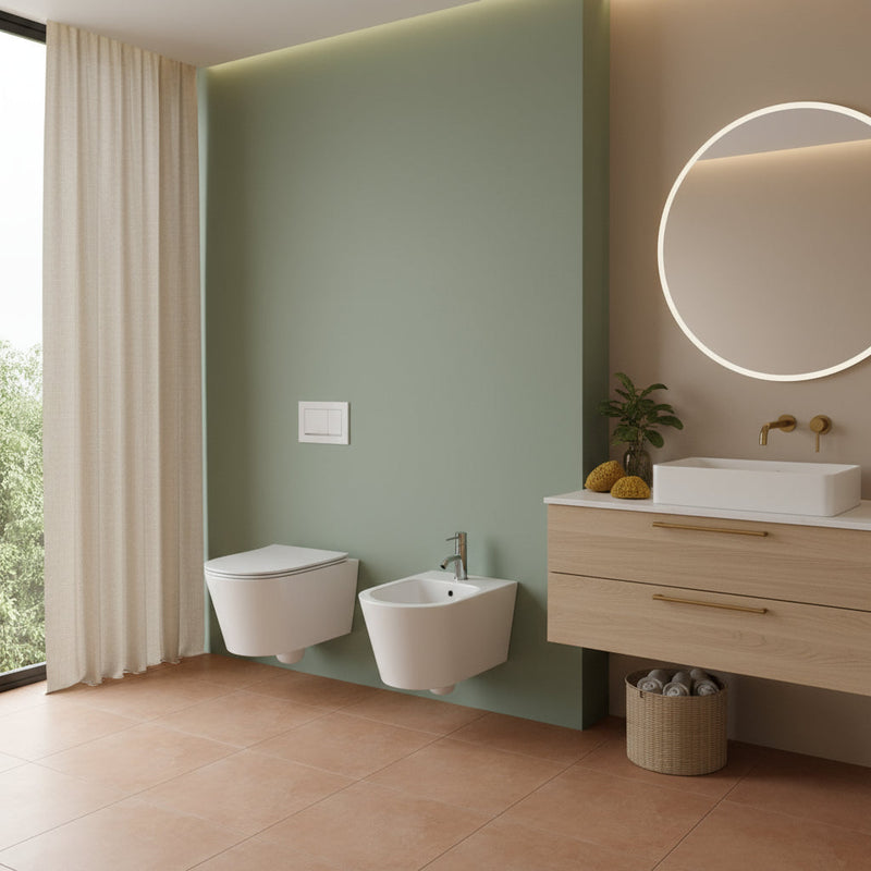 Wall-hung rimless toilets with soft-close toilet seat BathCore Cuore series - L 36 x D 52 cm