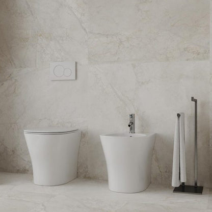 Sanitari filomuro con copriwater soft close BathCore serie Eira L 36 x P 53 cm â€“ Bianco lucido