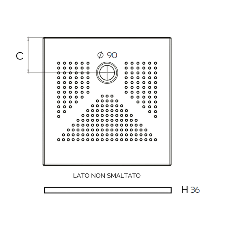 Piatto doccia quadrato DocciaGo 90x90 cm in ceramica - Nero opaco