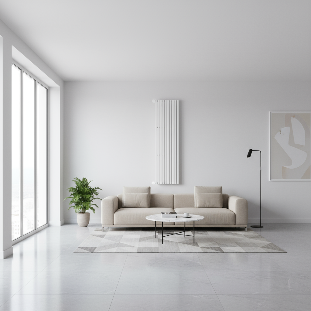 Hydraulic single towel warmer model Piano 1800x480 mm and 889W - White