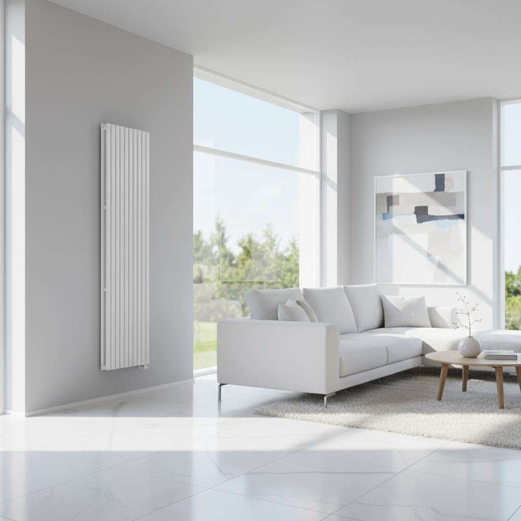 Hydraulic single towel warmer model Piano 1800x600 mm and 1111W - White