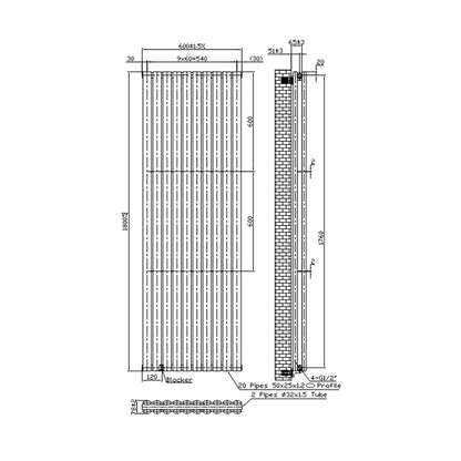 Termoarredo idraulico Doppio modello Piano 1800x600 mm e 2165W - Bianco by CeramicStore | Lo specialista del tuo bagno