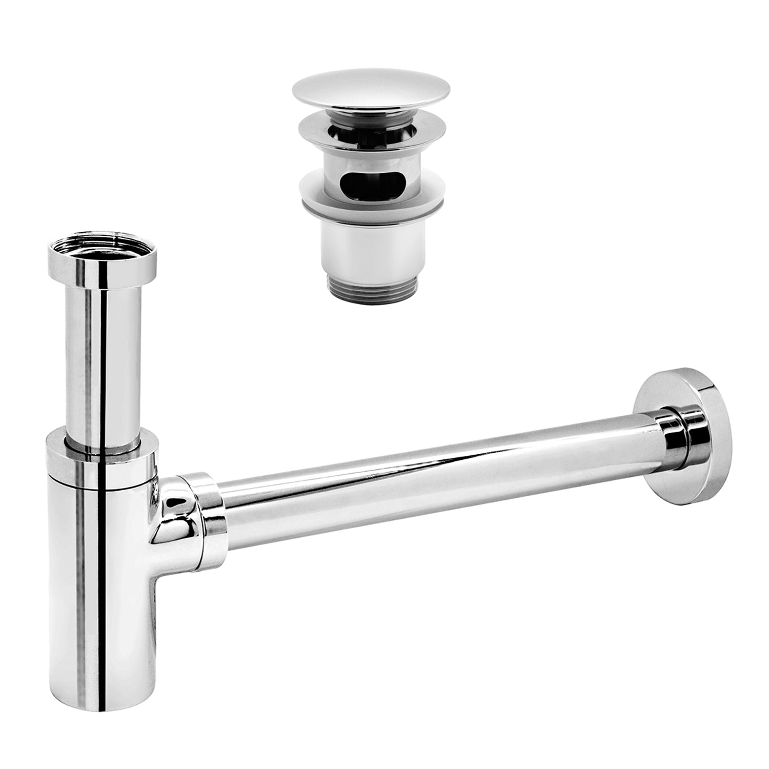Sifone lavabo telescopico a bottiglia in ottone cromato 12-32 cm con piletta in ottone by CeramicStore | Lo specialista del tuo bagno