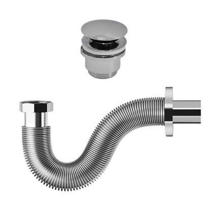 Sifone flessibile ed estensibile 30-45 cm con piletta click clack in ottone per lavabi senza troppo pieno by CeramicStore | Lo specialista del tuo bagno