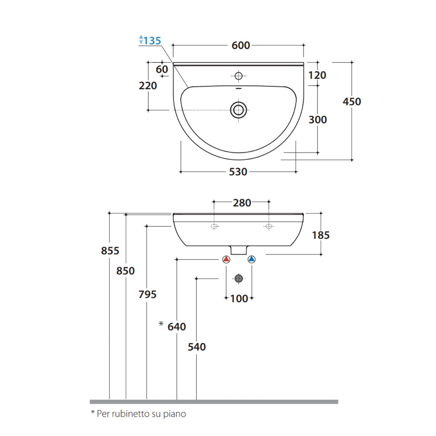 Lavabo Lavandino Sospeso modello Grace 60 Ceramica Globo by CeramicStore | Lo specialista del tuo bagno