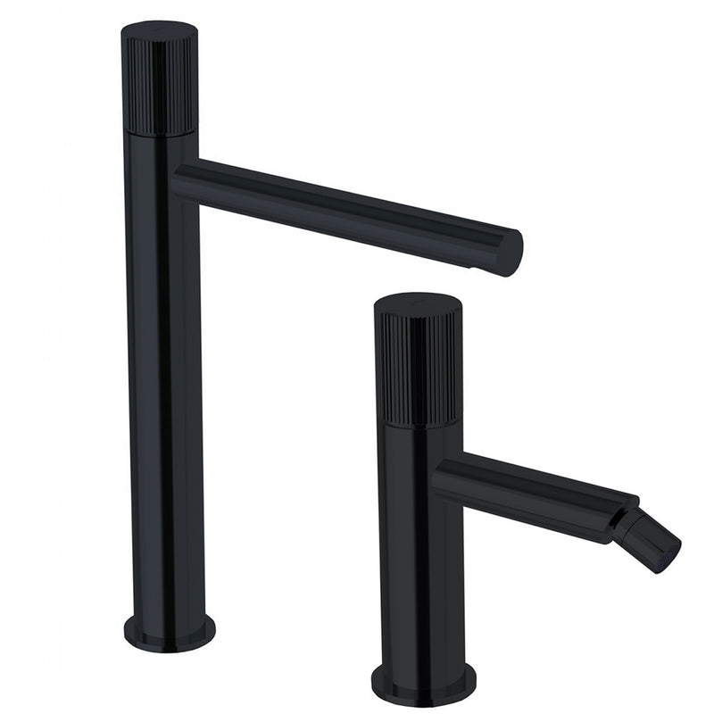 Set di miscelatori lavabo alto e bidet con scarico click clack Paffoni Jo Nero Opaco by CeramicStore | Lo specialista del tuo bagno