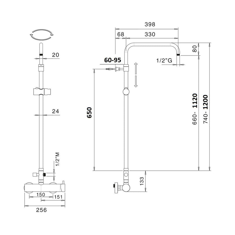 Colonna doccia C40 regolabile con soffione Vienna e deviatore MX1B by CeramicStore | Lo specialista del tuo bagno