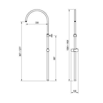 Colonna doccia C37 regolabile e orientabile con deviatore e attacco 3/4F by CeramicStore | Lo specialista del tuo bagno