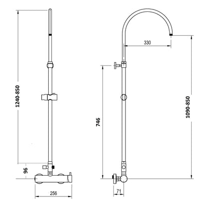 Colonna doccia C37 regolabile con termostatico TM1B by CeramicStore | Lo specialista del tuo bagno