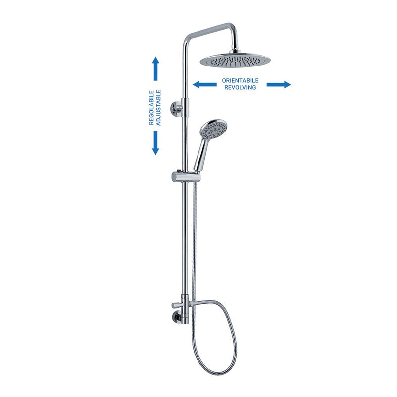 Colonna doccia C15 regolabile con presa acqua a muro e soffione 25cm by CeramicStore | Lo specialista del tuo bagno