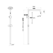 Colonna doccia C15 regolabile con deviatore e attacco flessibile by CeramicStore | Lo specialista del tuo bagno
