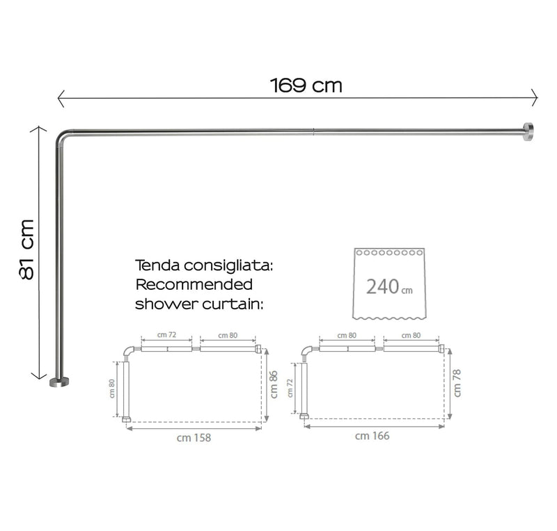 Asta doccia angolare 80x170 cm di Gedy - Alluminio Anodizzato by CeramicStore | Lo specialista del tuo bagno