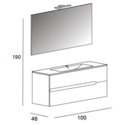 Mobile bagno sospeso con base, lavabo e specchiera modello Flora - Rovere tabacco by CeramicStore | Lo specialista del tuo bagno