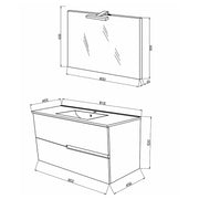 Mobile bagno sospeso con base, lavabo e specchiera modello Irene 80 - Rovere fumo e Bianco Lucido by CeramicStore | Lo specialista del tuo bagno