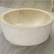 Lavabo da Appoggio in Marmo Cilindro Beige diametro 40 cm alto 15 cm by CeramicStore | Lo specialista del tuo bagno