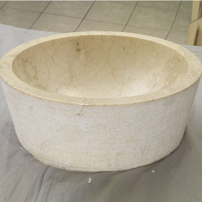 Lavabo da Appoggio in Marmo Cilindro Beige diametro 40 cm alto 15 cm by CeramicStore | Lo specialista del tuo bagno