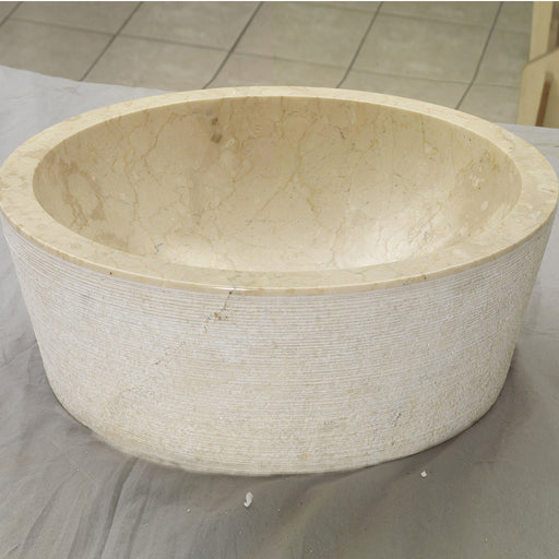 Lavabo da Appoggio in Marmo Cilindro Beige diametro 40 cm alto 15 cm by CeramicStore | Lo specialista del tuo bagno