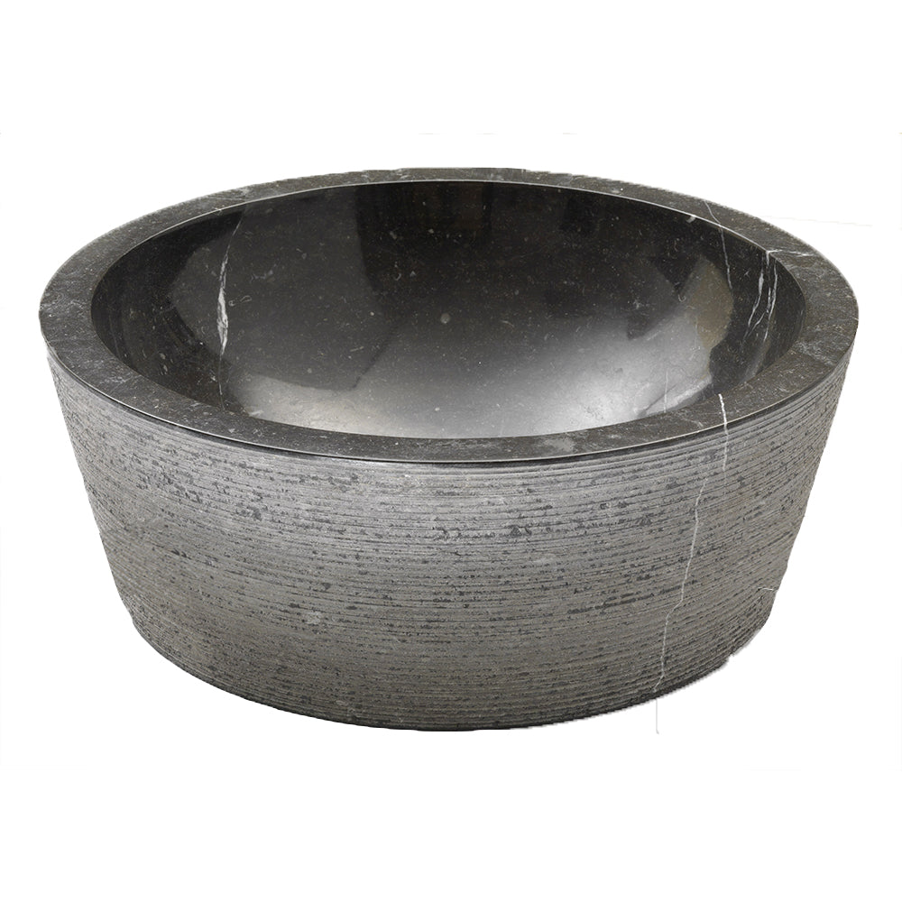 Lavabo da Appoggio in Marmo Cilindro Nero diametro 40 cm alto 15 cm by CeramicStore | Lo specialista del tuo bagno