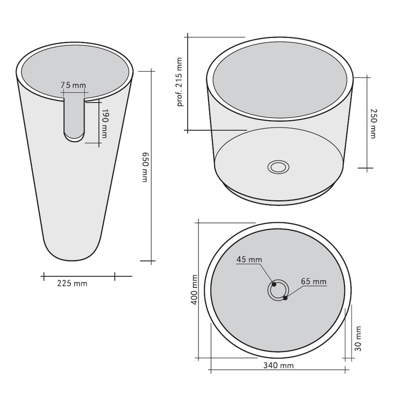 Lavabo freestanding in Marmo Conico Beige tondo alto 90 cm diametro 40 cm by CeramicStore | Lo specialista del tuo bagno
