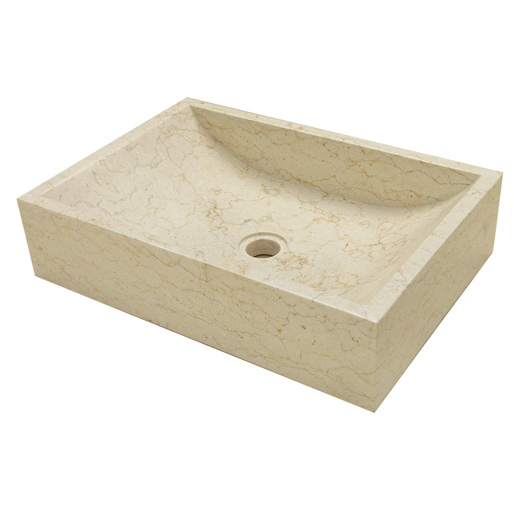 Lavabo da Appoggio in marmo Beige di forma rettangolare 50X35x12h cm by CeramicStore | Lo specialista del tuo bagno