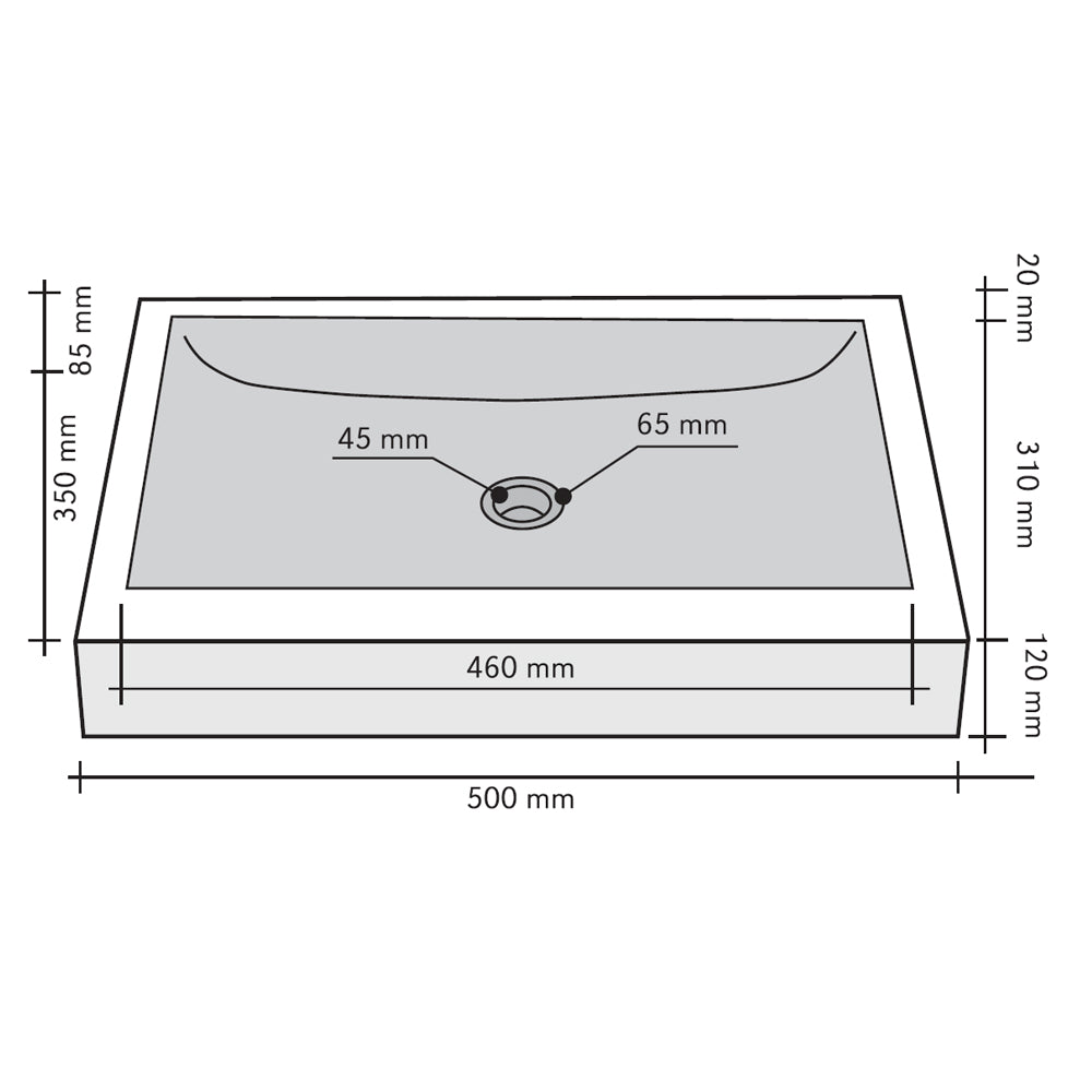 Lavabo da Appoggio in marmo Nero di forma rettangolare 50X35x12h cm by CeramicStore | Lo specialista del tuo bagno