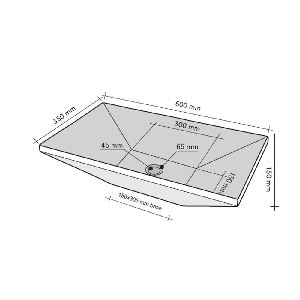 Lavabo da Appoggio in marmo Basalto Trapezio Nero 60x35 Altezza 15 cm by CeramicStore | Lo specialista del tuo bagno