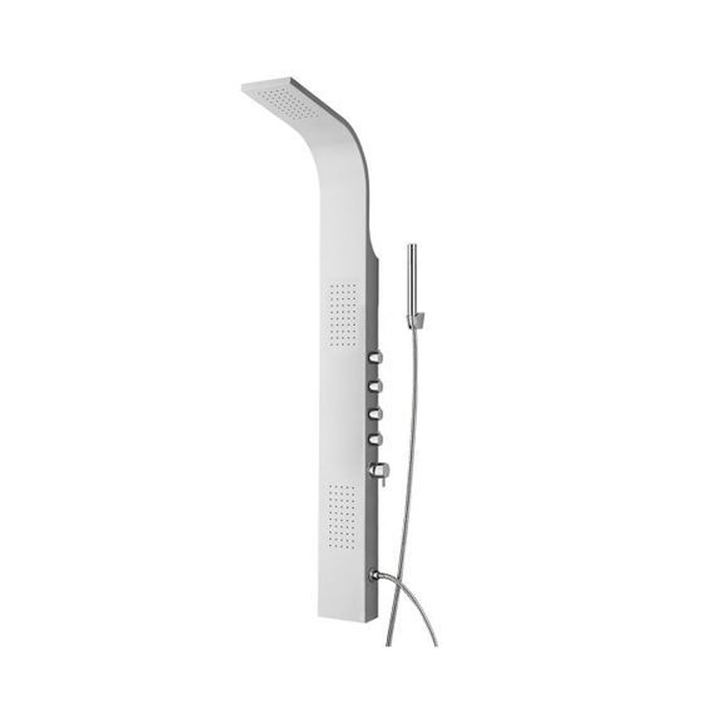 Pannello doccia realizzato in Alluminio verniciato Bianco a 3 funzioni, soffione, doccino e getti orizzontali by CeramicStore | Lo specialista del tuo bagno