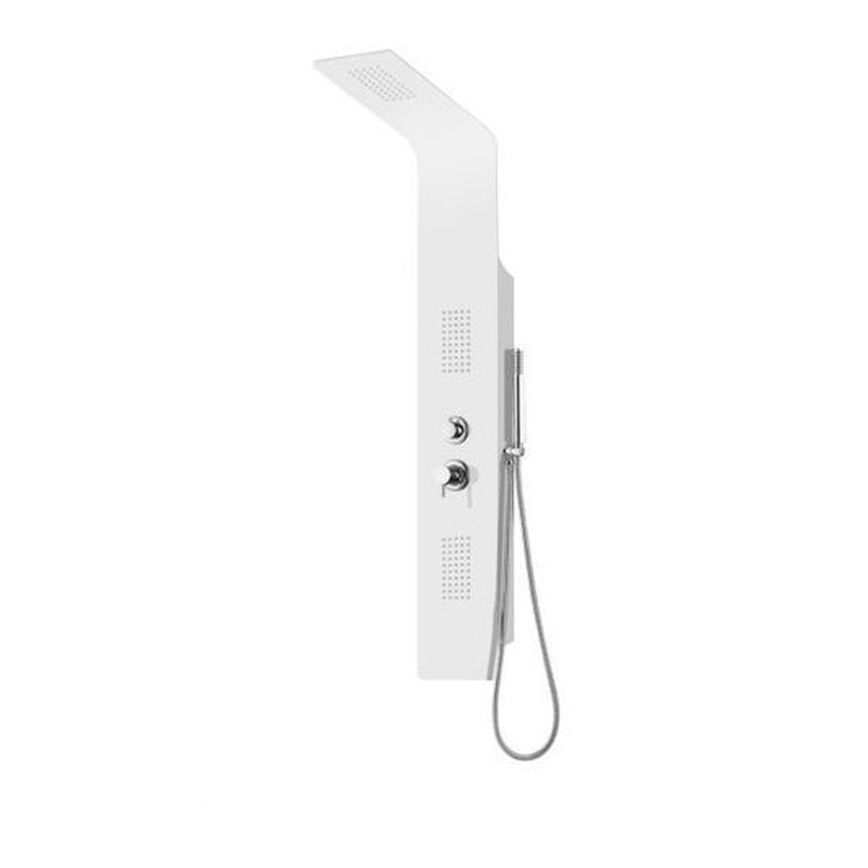 Pannello doccia Design realizzato in Alluminio verniciato Bianco a 3 funzioni, soffione, doccino e getti orizzontali by CeramicStore | Lo specialista del tuo bagno