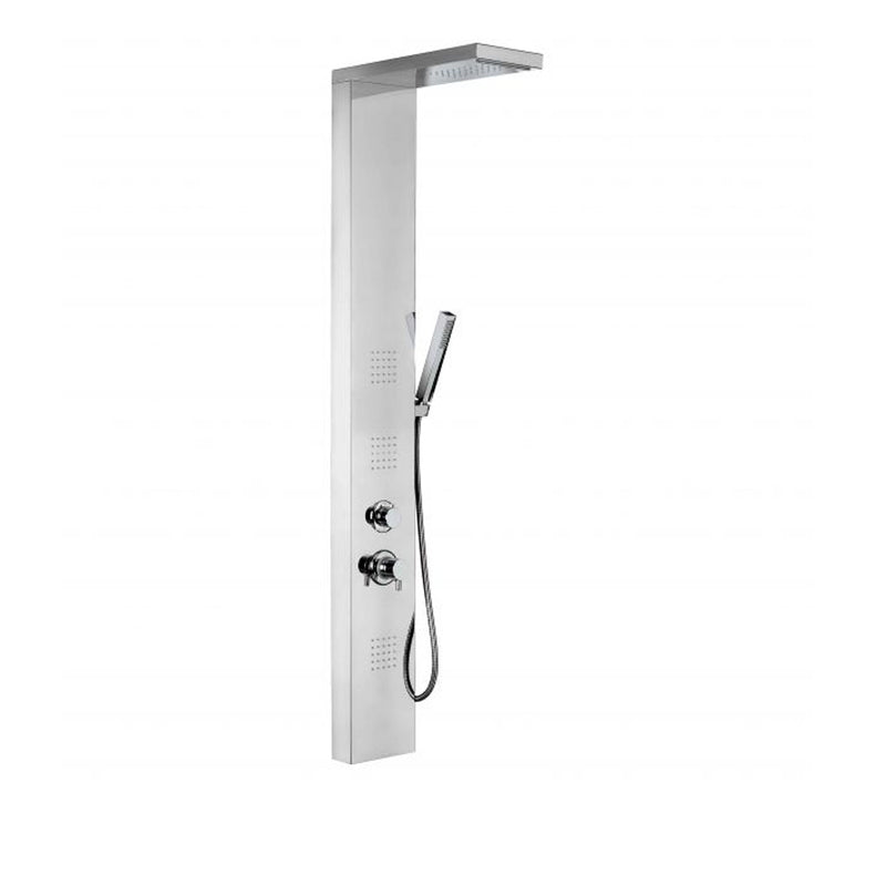 Pannello doccia Metaform Broadway in acciaio Inox con 4 funzioni, soffione, doccino e getti orizzontali e cascata by CeramicStore | Lo specialista del tuo bagno