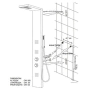 Pannello doccia Metaform Broadway in acciaio Inox con 4 funzioni, soffione, doccino e getti orizzontali e cascata by CeramicStore | Lo specialista del tuo bagno