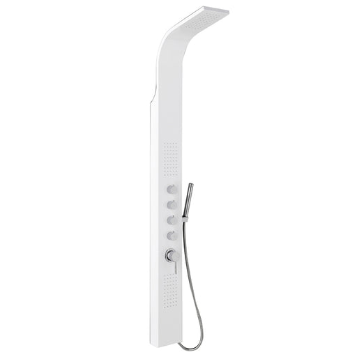 Parete doccia multifunzione modello Danubio in alluminio verniciato bianco. Con soffione doccia, doccetta e getto orizzontale. Colore Bianco by CeramicStore | Lo specialista del tuo bagno