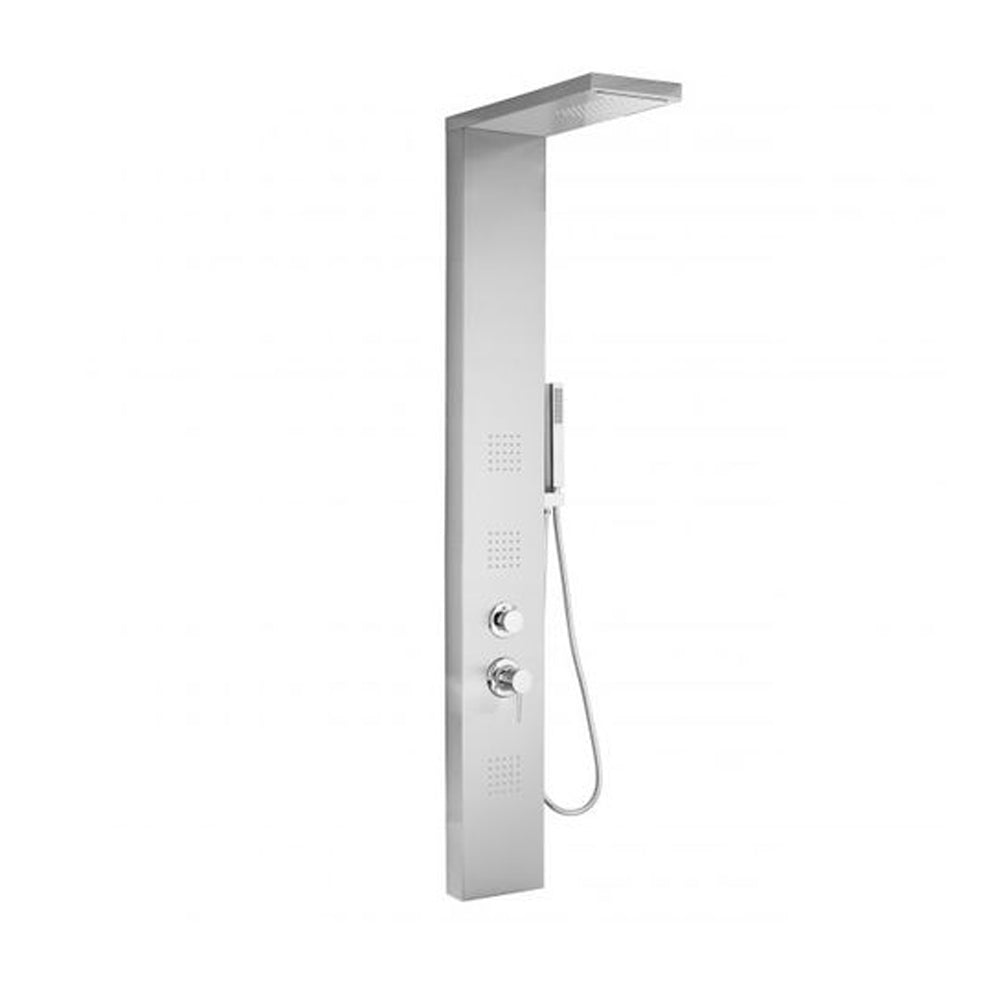 Pannello doccia Metaform Manhattan in inox con 3 funzioni, soffione, doccino e getti orizzontali by CeramicStore | Lo specialista del tuo bagno