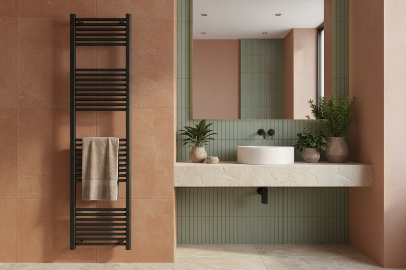 Termoarredo dritto CSRadiators, Misure Altezza 180 x Larghezza 50 cm Interasse 45 cm - Colore Nero opaco
