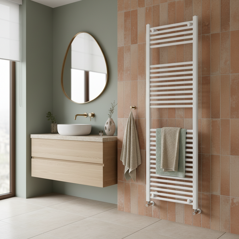 Termoarredo dritto, Misure Altezza 150 cm x Larghezza 50 cm, Interasse 45 cm - Colore Bianco
