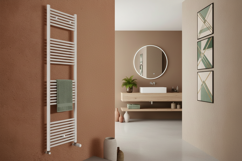 Termoarredo dritto CSRadiators, Misure Altezza 180 cm x Larghezza 60 cm, Interasse 55 cm - Colore Bianco