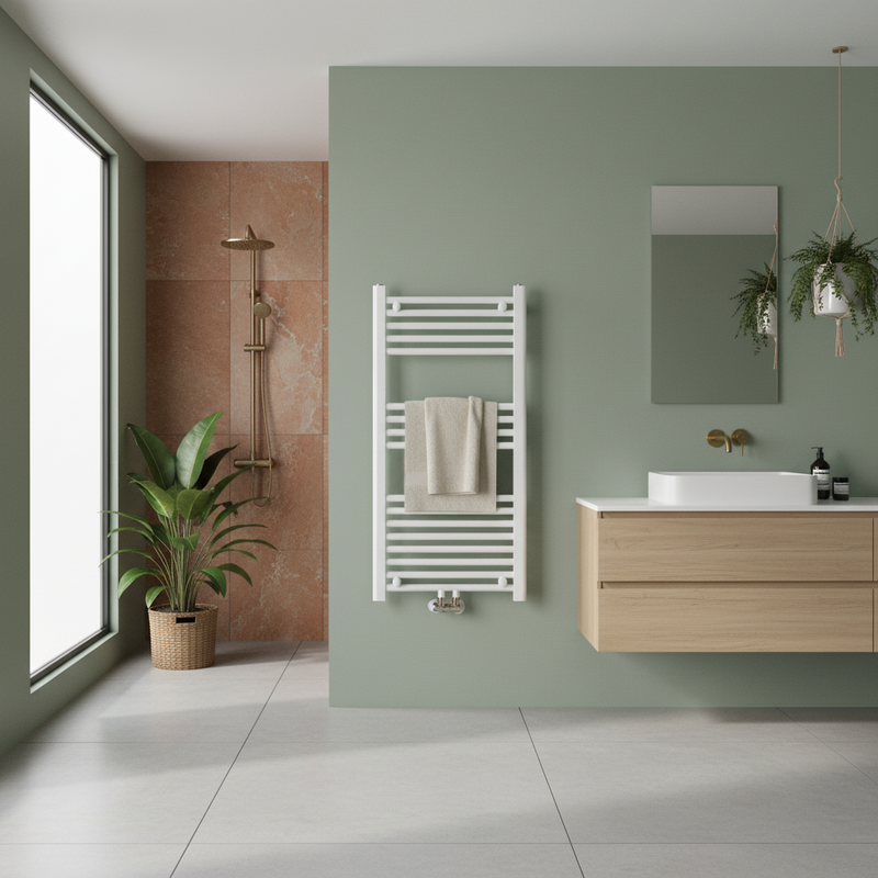 Termoarredo dritto CSRadiators, Misure Altezza 77 cm x Larghezza 50 cm, Interasse 45 cm - Colore Bianco