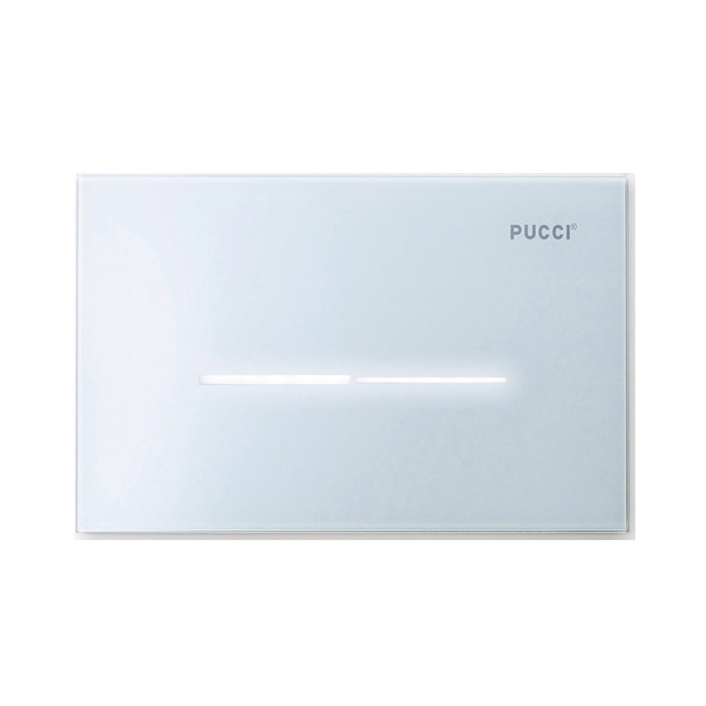 Placca per cassetta Pucci Eco Sfioro 2 Pulsanti  in vetro Bianco  Lucido