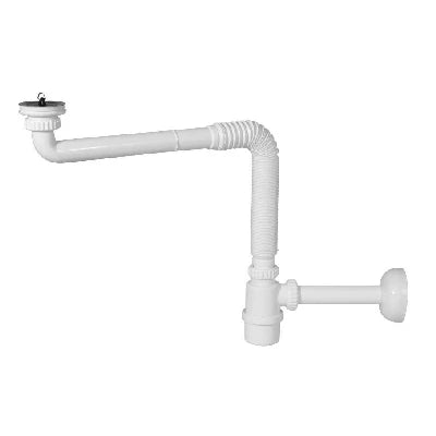 Sifone in pp crea spazio a bottiglia per lavabo senza piletta 1 1/4 uscita d. 32 mm