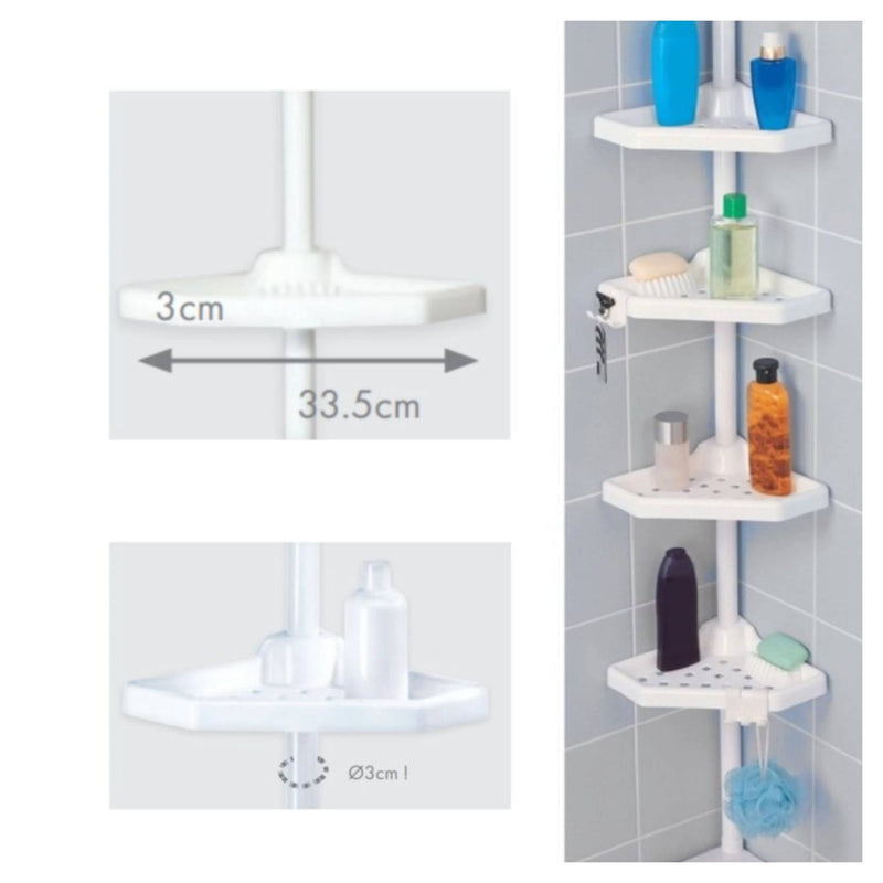 Mensola doccia angolare 4 ripiani in plastica di colore bianco by CeramicStore | Lo specialista del tuo bagno