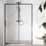 Porta doccia scorrevole per nicchia da 130 cm in cristallo da 6 mm con profilo alluminio Nero versione Destra by CeramicStore | Lo specialista del tuo bagno