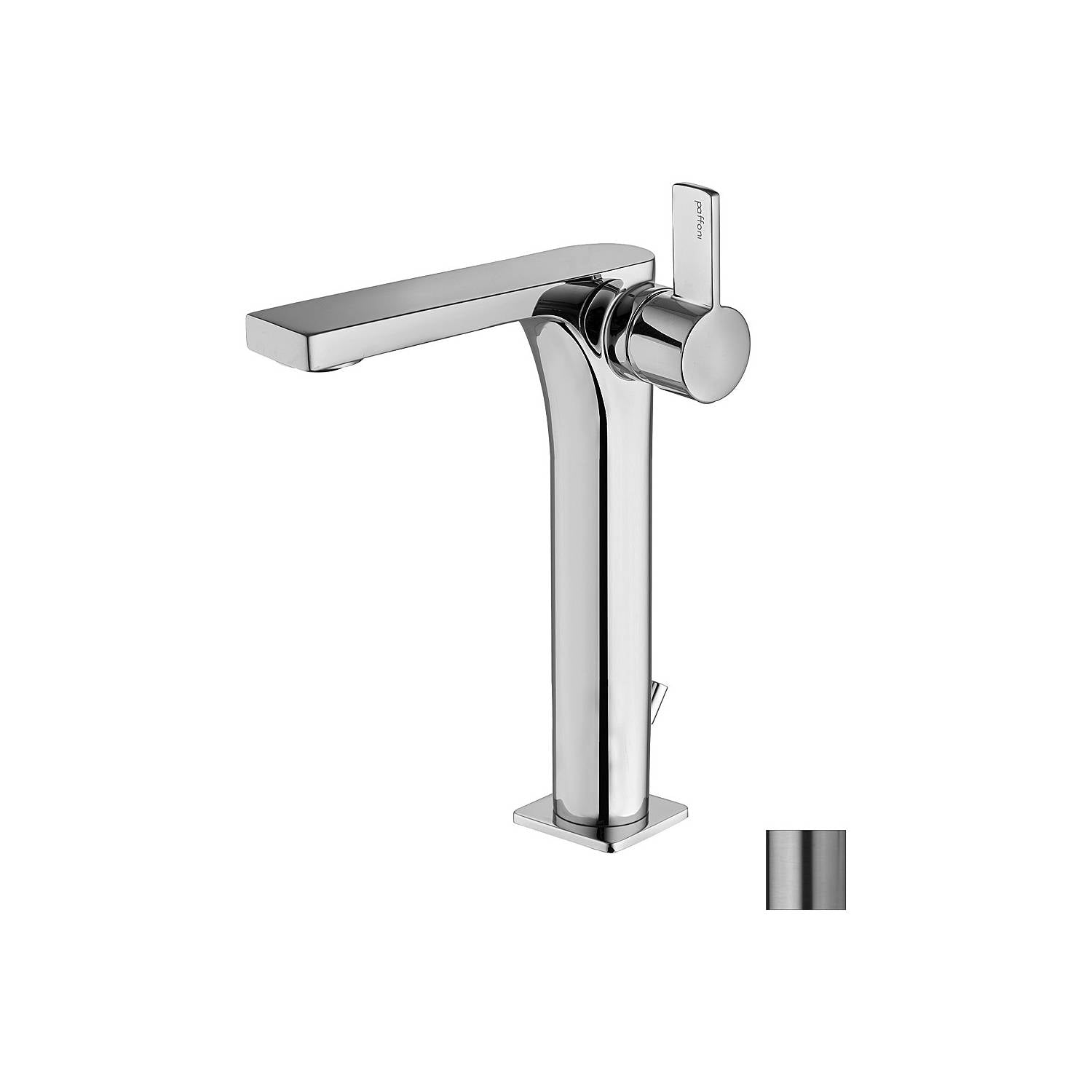 Miscelatore lavabo prolungato con scarico serie Rock modello RO085ST steel looking Paffoni by CeramicStore | Lo specialista del tuo bagno