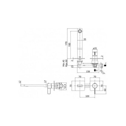 Miscelatore lavabo a parete serie Rock modello RO105ST70 steel looking Paffoni by CeramicStore | Lo specialista del tuo bagno