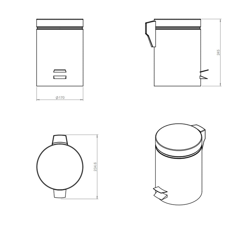 Cestino bagno da terra in acciaio inox lucido della collezione 'Architect' by Cosmic cm 22x24,5x17 by CeramicStore | Lo specialista del tuo bagno