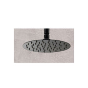 Soffione doccia tondo ultrasottile in acciaio diametro cm 20 con braccio 40 cm in ottone Nero Opaco by CeramicStore | Lo specialista del tuo bagno