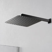 Soffione doccia quadro ultrasottile in acciaio cm 25x25 con braccio 40 cm in ottone Nero Opaco by CeramicStore | Lo specialista del tuo bagno