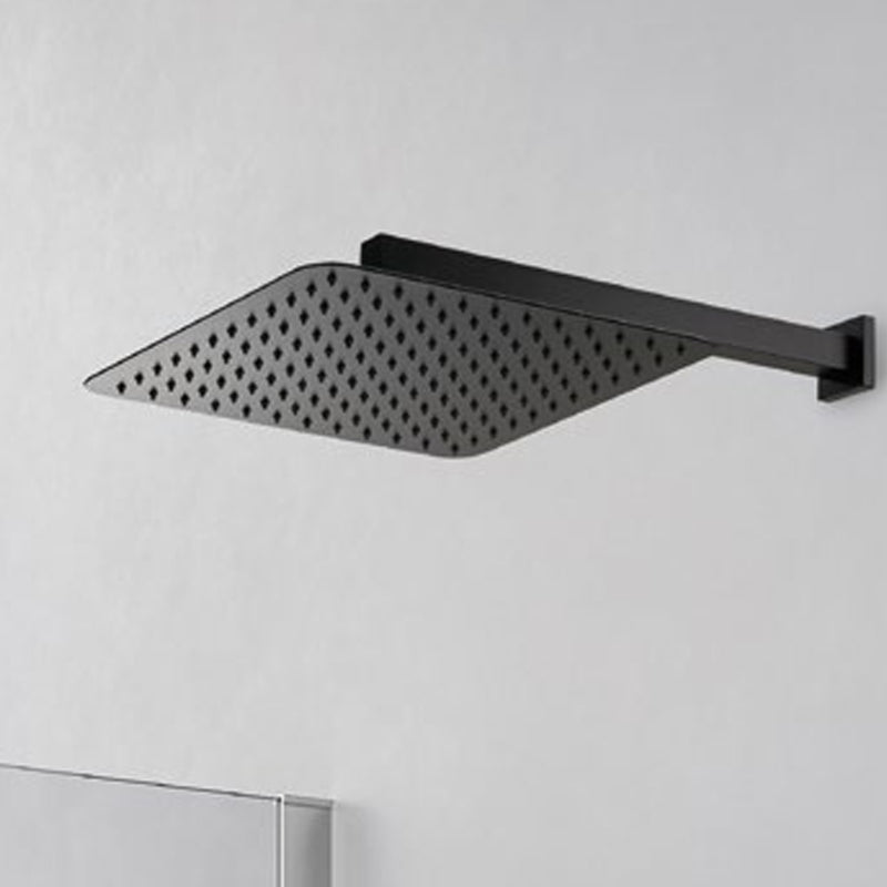 Soffione doccia quadro ultrasottile in acciaio cm 25x25 con braccio 40 cm in ottone Nero Opaco by CeramicStore | Lo specialista del tuo bagno