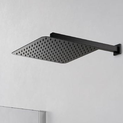 Soffione doccia quadro ultrasottile in acciaio cm 30x30 con braccio 40 cm in ottone Nero Opaco by CeramicStore | Lo specialista del tuo bagno
