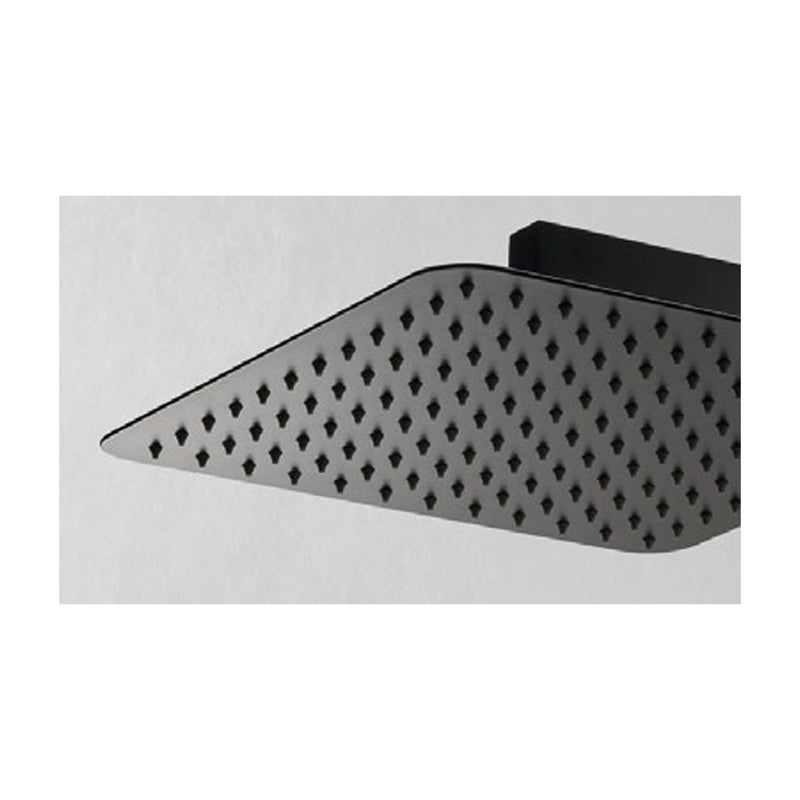 Soffione doccia quadro ultrasottile in acciaio cm 30x30 con braccio 40 cm in ottone Nero Opaco by CeramicStore | Lo specialista del tuo bagno